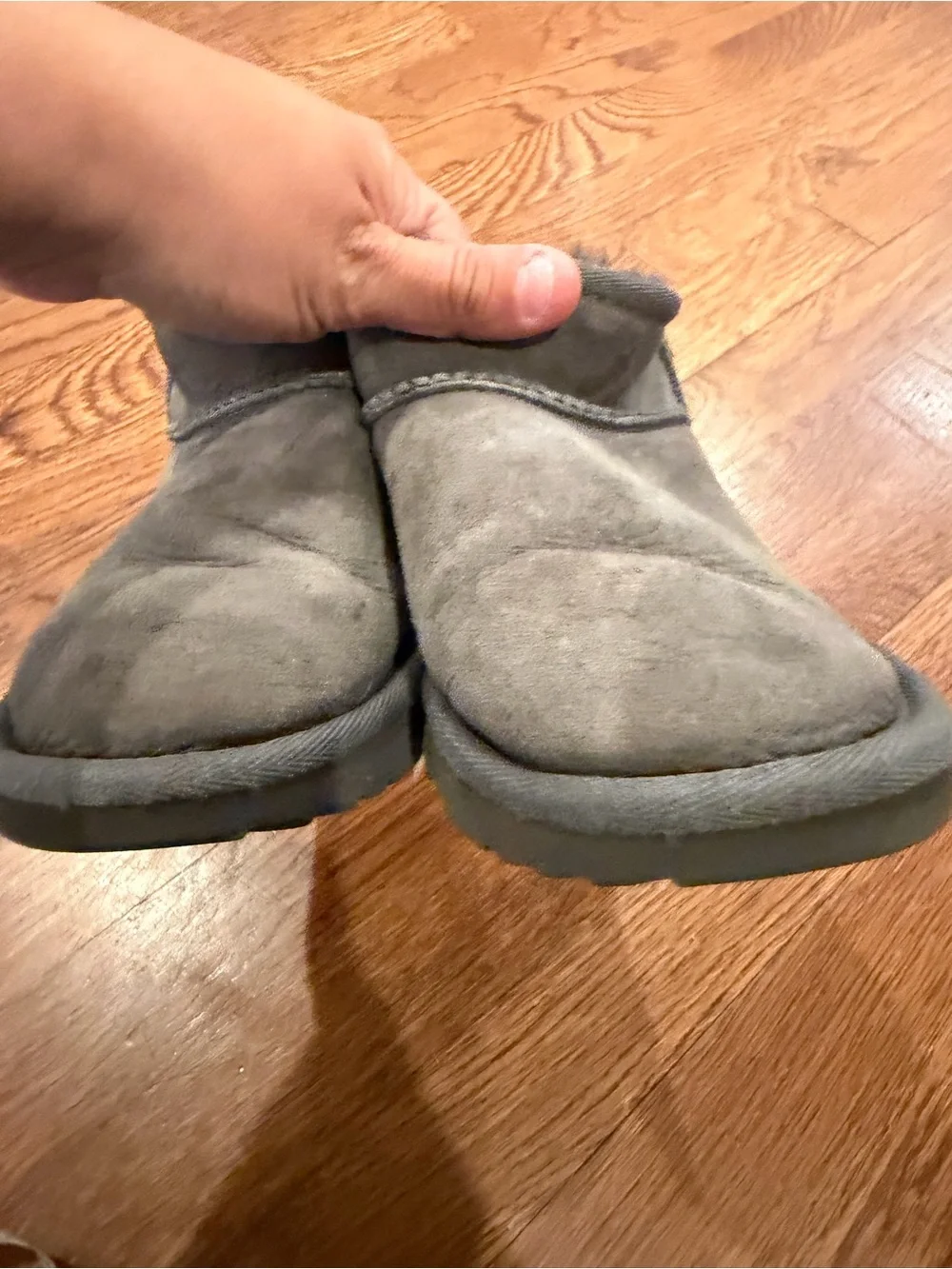 UGG Kids Gray Furry Slip-On Winter Boots